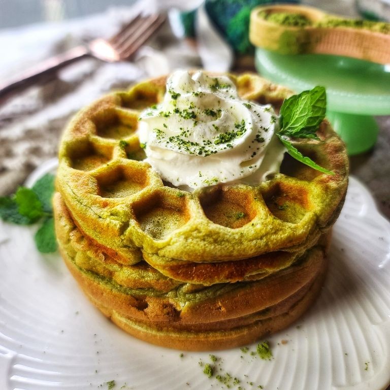 Matcha Green Tea Protein Waffles
