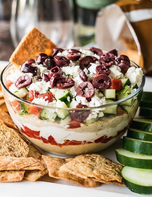 Mediterranean 7 Layer Salad with Feta Cheese