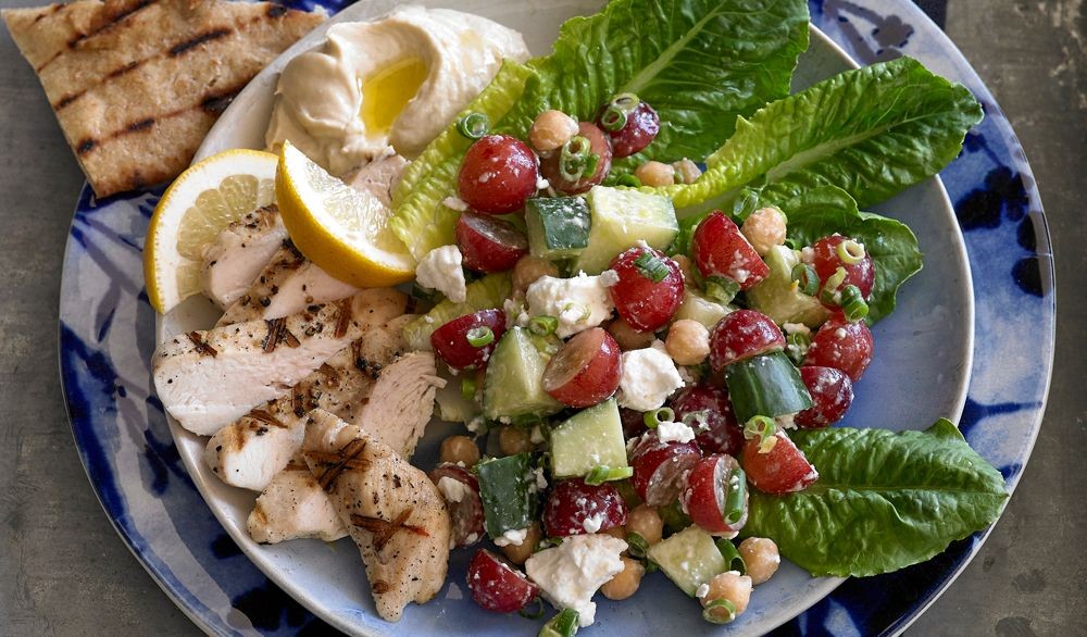 Mediterranean Chicken Salad with Grapes and Feta