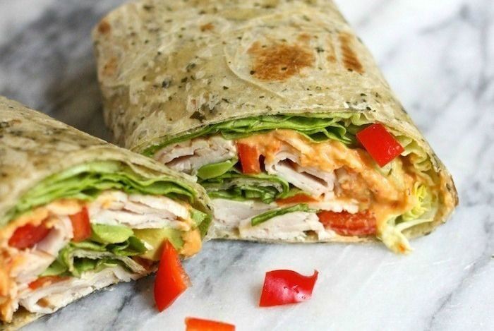 Mediterranean Turkey Wrap with Hummus
