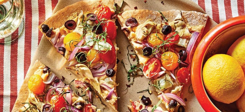Mediterranean Vegan Pizza with Artichokes and Olives