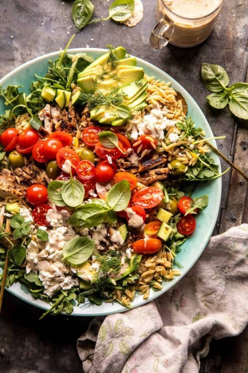 Mediterranean orzo and feta bowl