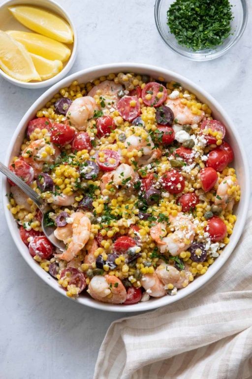 Mediterranean shrimp and couscous bowl