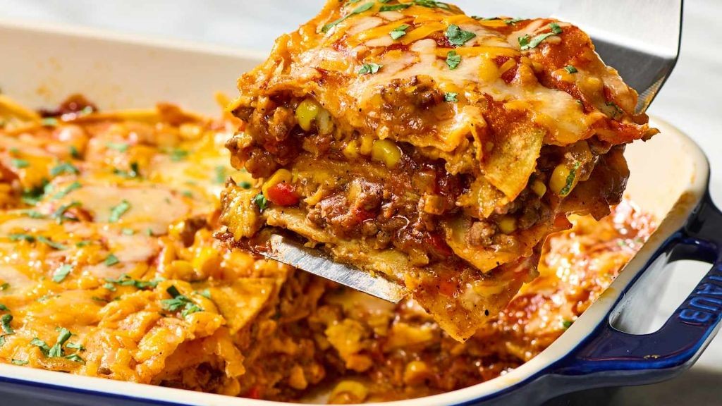 Mexican-Style Lasagna with Ground Beef and Corn