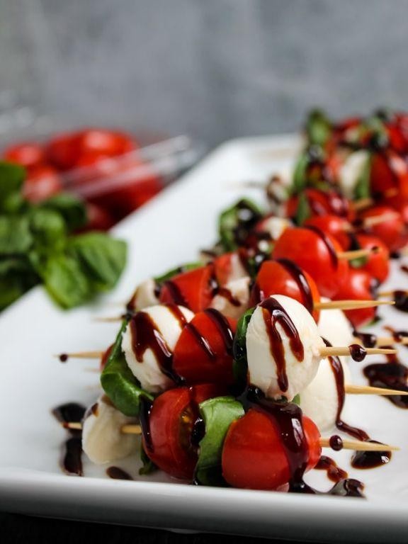 Mini Caprese Skewers with Balsamic Glaze