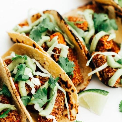 Mini Potato Tacos with Avocado Crema