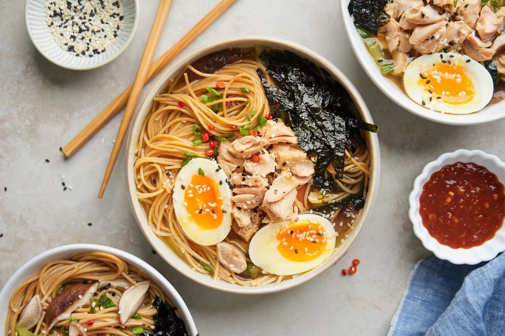 Miso Salmon Soup with Noodles