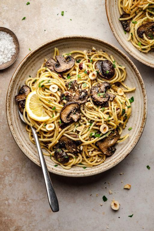 Miso Tofu Pasta with Mushrooms