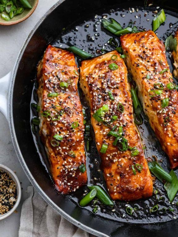 Miso-Glazed Salmon with Barbecue Sauce Drizzle