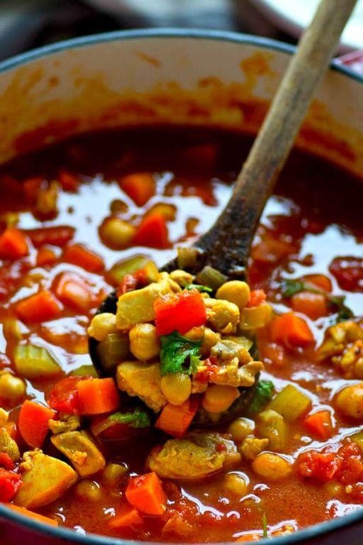Moroccan Chicken Chickpea Soup