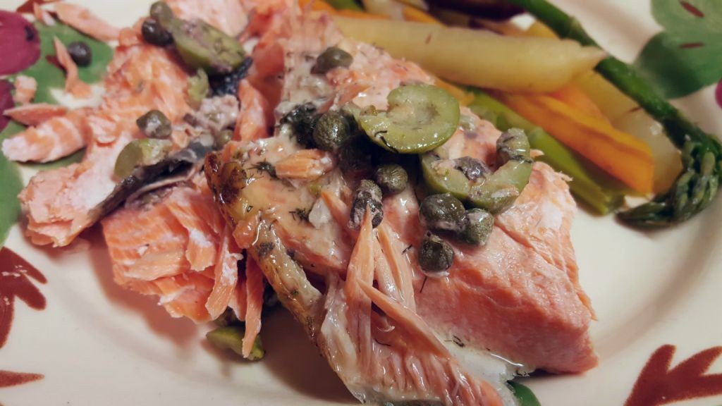 Olive and Caper Stuffed Salmon