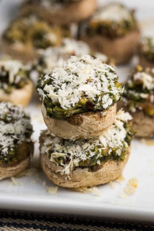 Olive and Pesto Stuffed Mushrooms