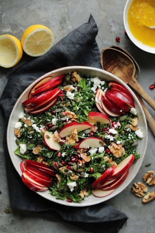 Organic Kale and Apple Salad with Walnuts