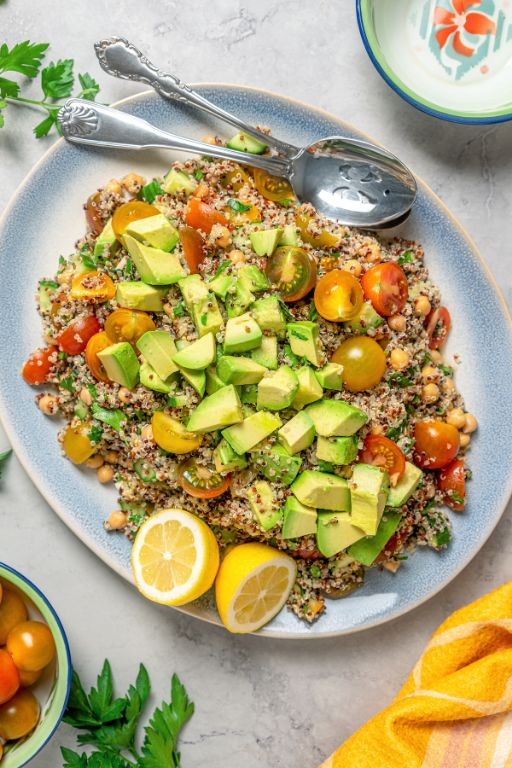 Organic Quinoa Salad with Avocado and Lemon Dressing