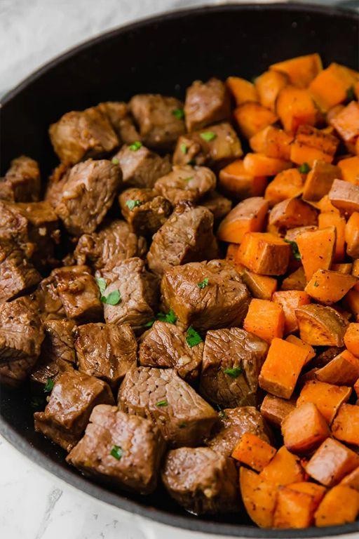 Oven-Baked Cube Steak with Sweet Potatoes