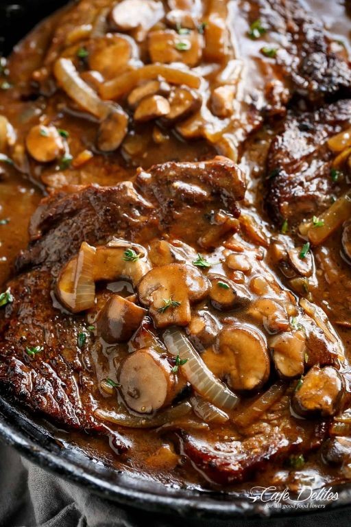 Pan-Seared Eye of Round Steak with Mushroom Gravy