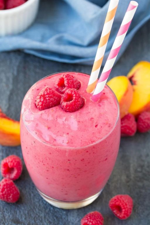 Peach Raspberry Protein Shake