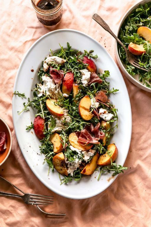 Peach and Prosciutto Arugula Salad