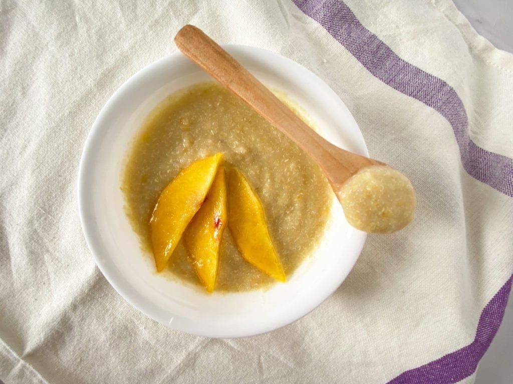 Peach and Rice Cereal Puree