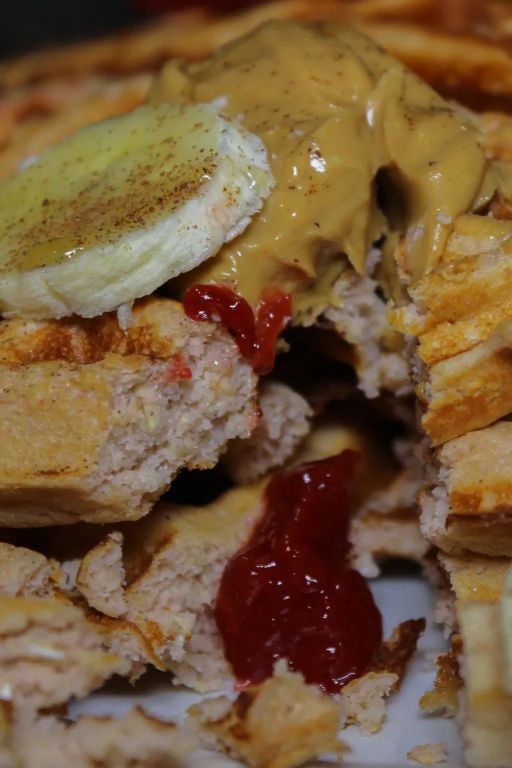 Peanut Butter Jelly Protein Waffles