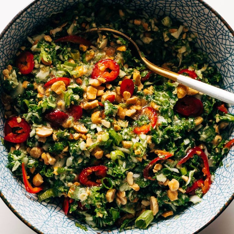 Peanut Tofu and Kale Crunch Salad