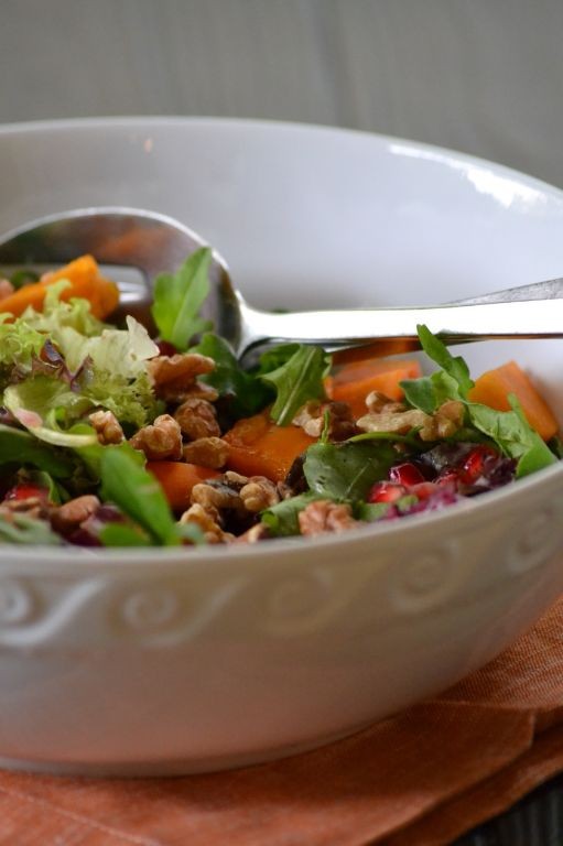 Persimmon and Pomegranate Salad with Honey Dressing