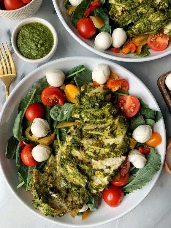 Pesto Chicken Caprese Salad