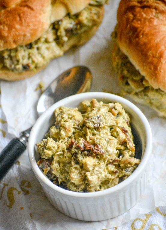 Pesto Chicken Salad with Grapes and Sun-Dried Tomatoes