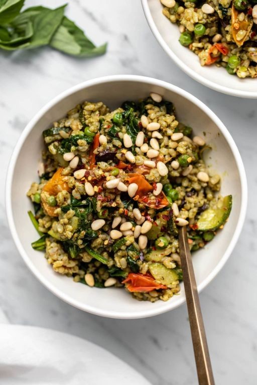 Pesto Rice with Pine Nuts