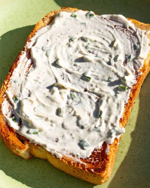 Philadelphia Garlic Herb Spread on Crostini