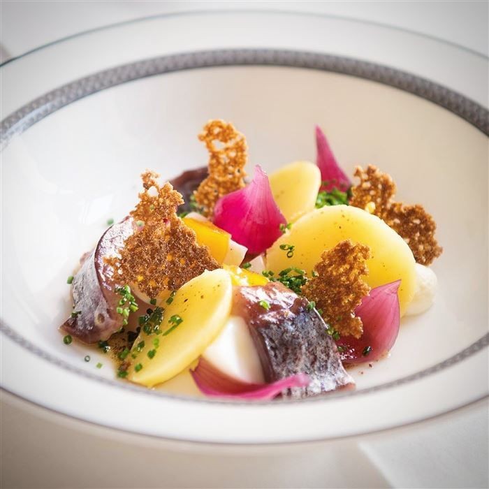Pickled Herring with Sour Cream and Chives