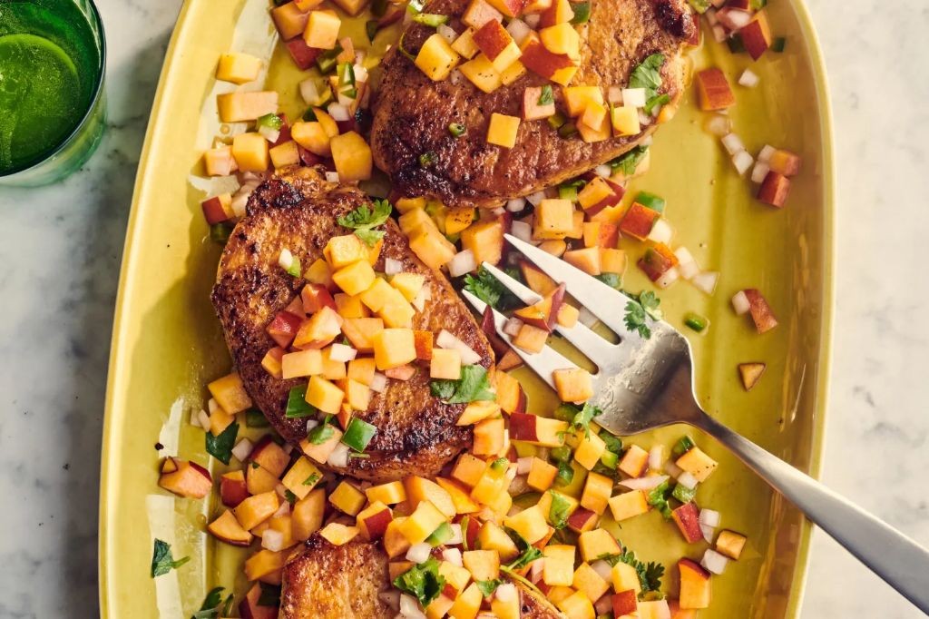 Picnic Pork Chops with Peach Salsa