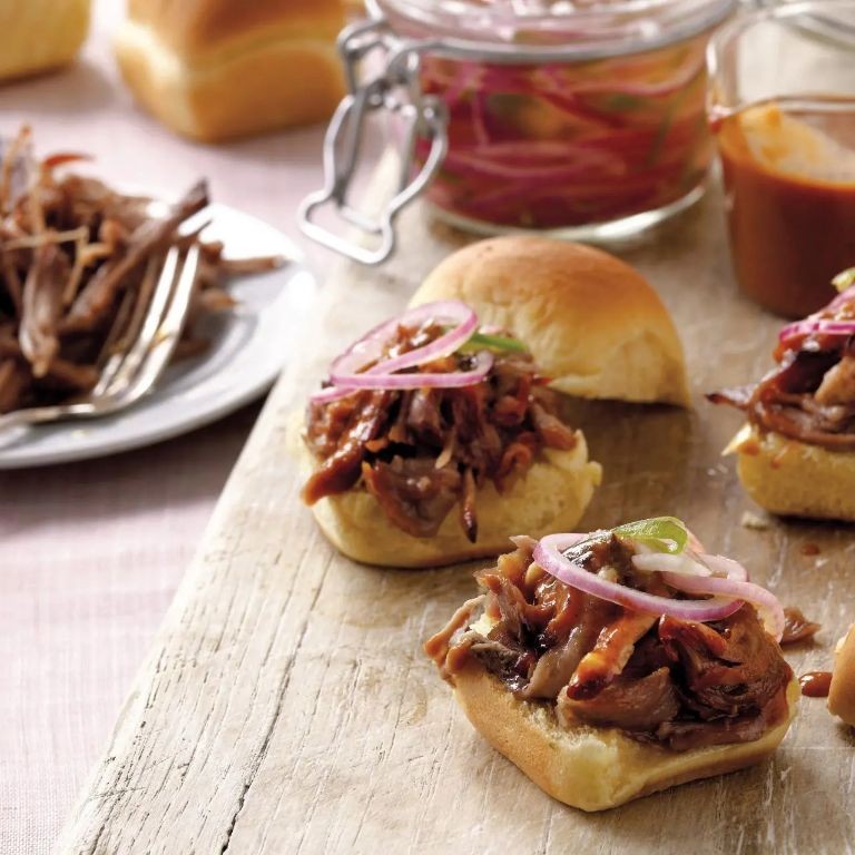 Picnic Pork Sliders with Pickled Onions