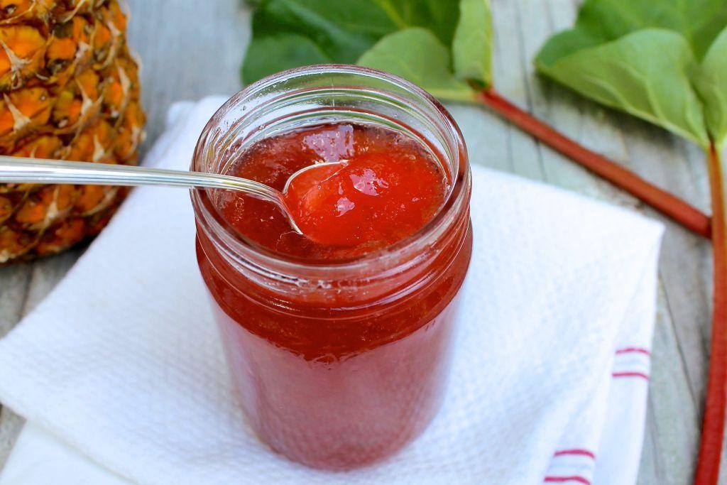 Pineapple Rhubarb Jelly with Coconut