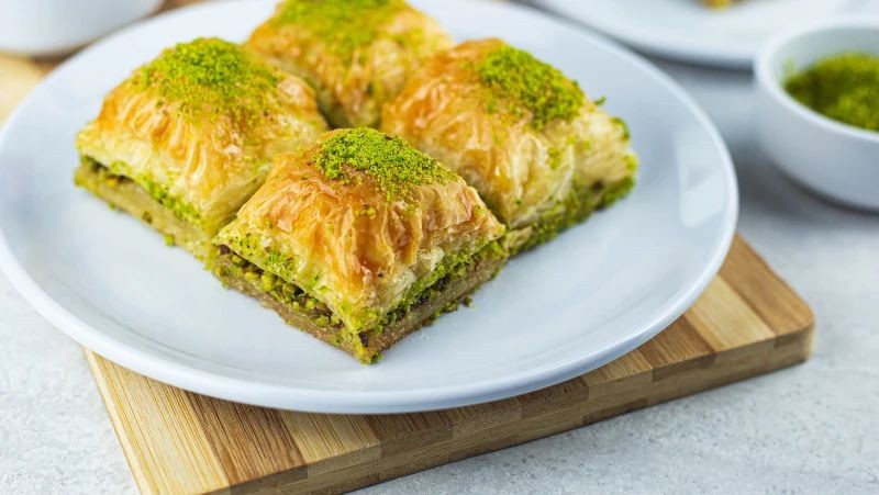 Pistachio and Almond Baklava Rolls