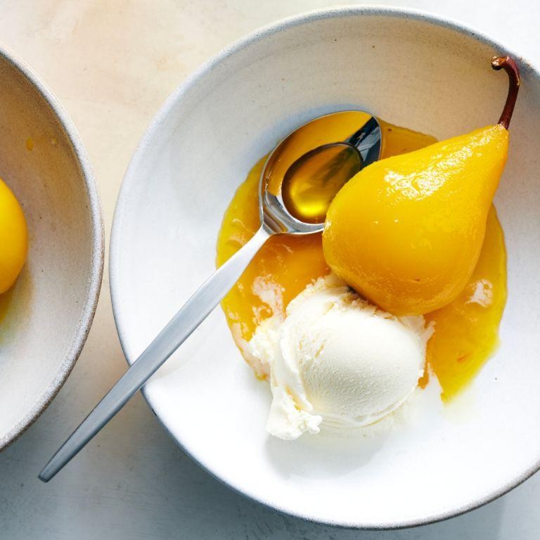 Poached Pears in Ginger Syrup