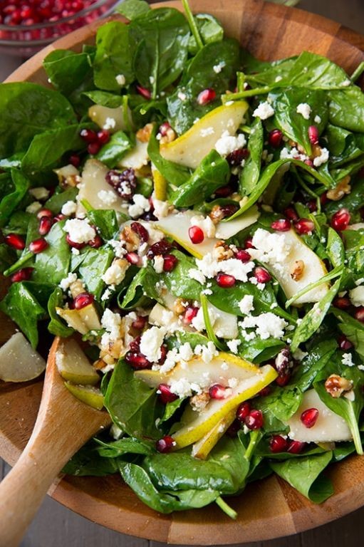 Pomegranate and Pear Spinach Salad