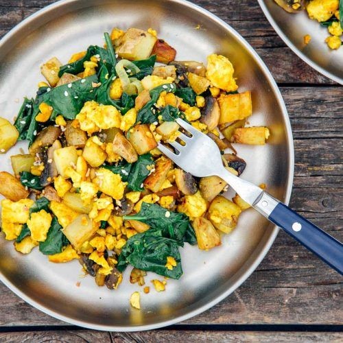 Pumfu Scramble with Turmeric and Spinach
