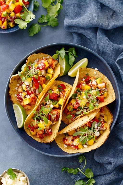 Pumfu Tacos with Mango Salsa