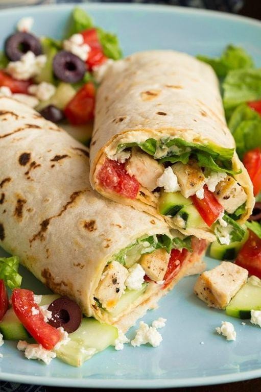Quick Greek Hummus Wrap
