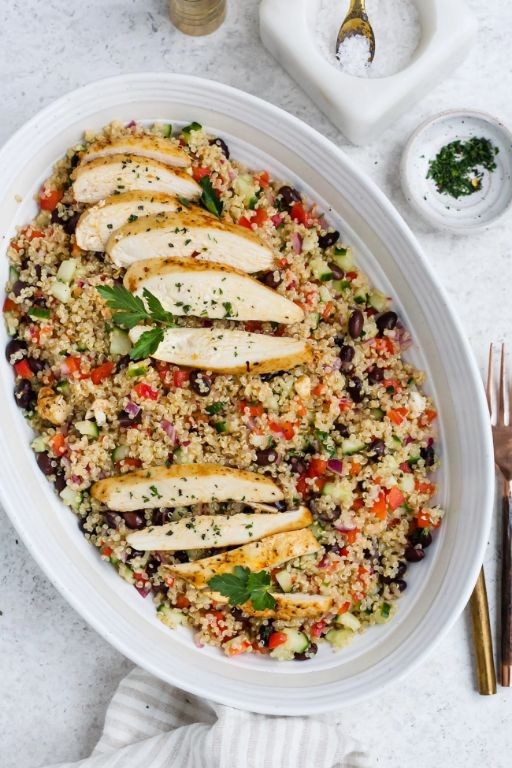 Quinoa Chicken Salad with Grapes and Cucumber