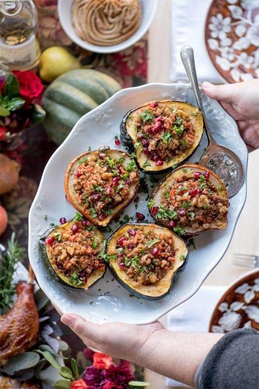 Quinoa and Pomegranate Stuffed Acorn Squash