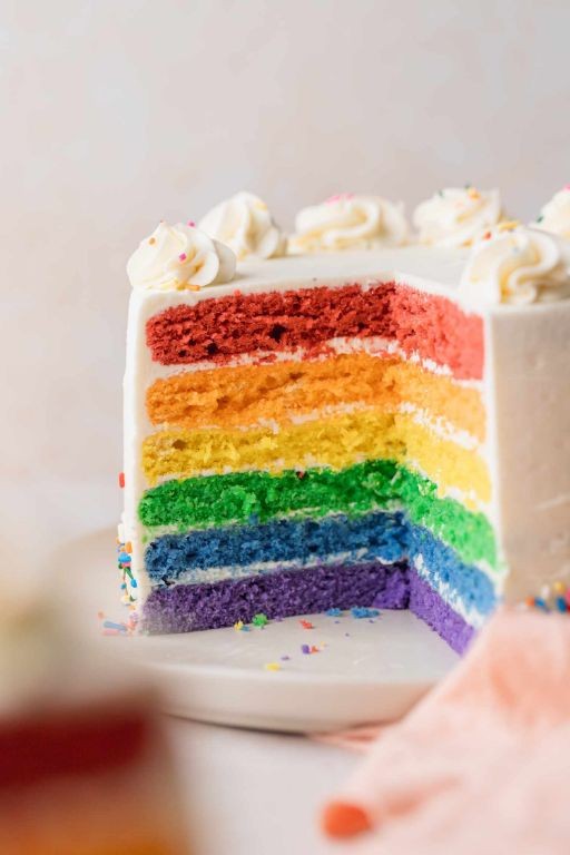 Rainbow Layered Birthday Cake