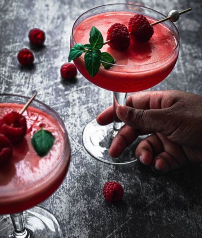 Raspberry Basil Gin Fizz