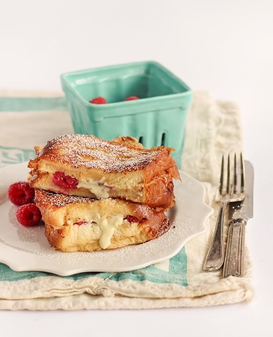 Raspberry White Chocolate Stuffed French Toast