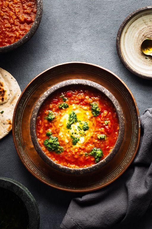 Red Lentil Soup with Harissa and Yogurt