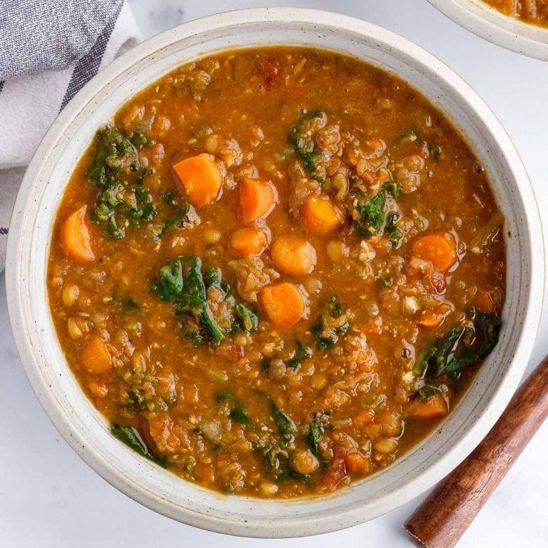 Red Lentil and Kale Soup with Garlic