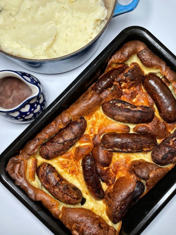 Red Wine and Shallot Toad in the Hole