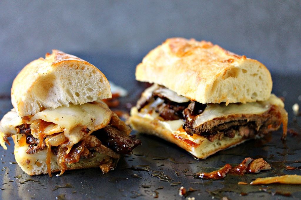 Roast Beef Sandwich with Caramelized Onions and Provolone