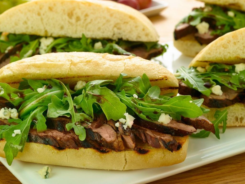 Roast Beef and Blue Cheese Sandwich with Arugula